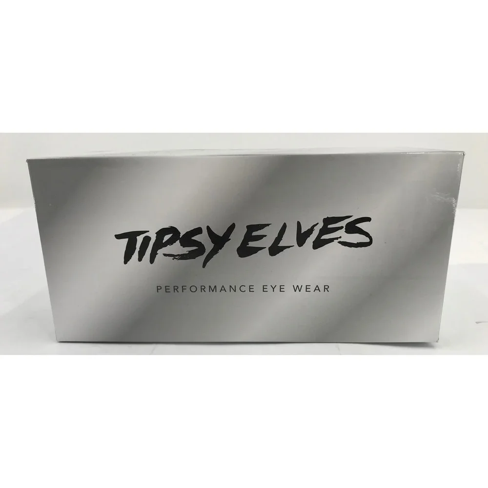 Tipsy Elves Retro Shield Sunglasses Blue‎ Yellow UV400 Performance Eyewear Case